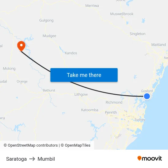 Saratoga to Mumbil map