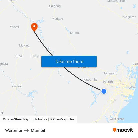 Werombi to Mumbil map