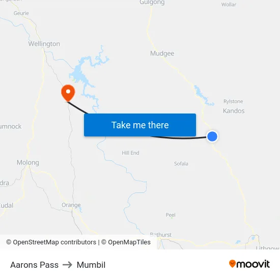 Aarons Pass to Mumbil map