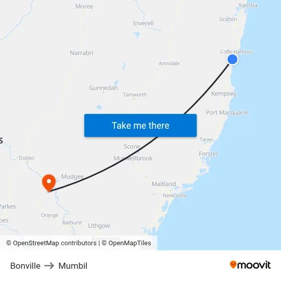 Bonville to Mumbil map