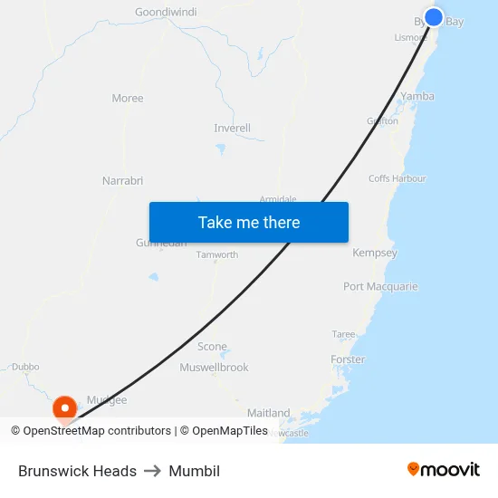 Brunswick Heads to Mumbil map