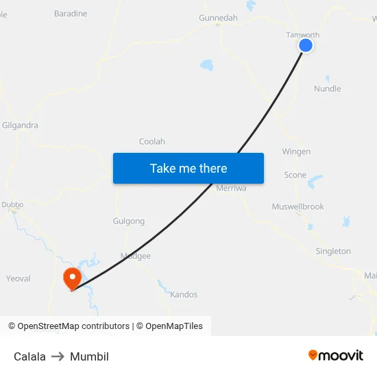 Calala to Mumbil map