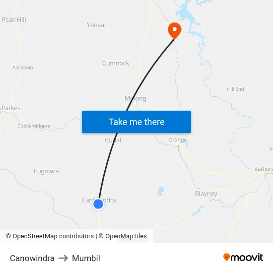 Canowindra to Mumbil map