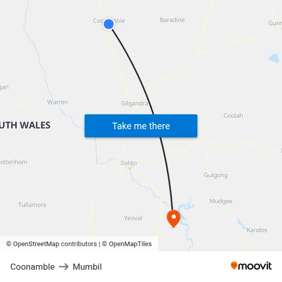 Coonamble to Mumbil map