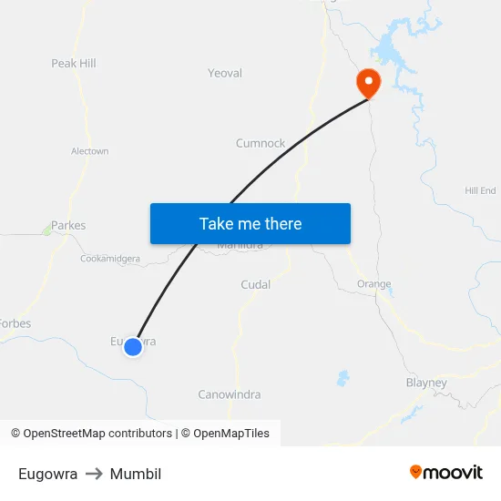 Eugowra to Mumbil map