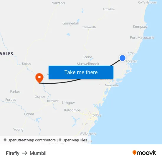 Firefly to Mumbil map