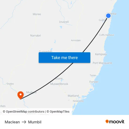 Maclean to Mumbil map