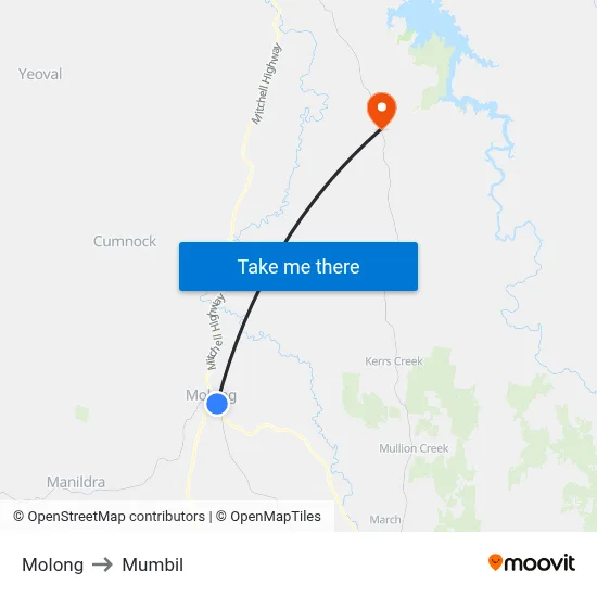 Molong to Mumbil map