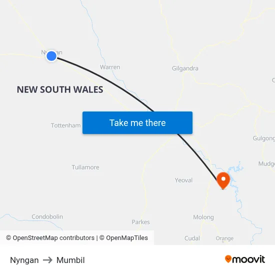 Nyngan to Mumbil map