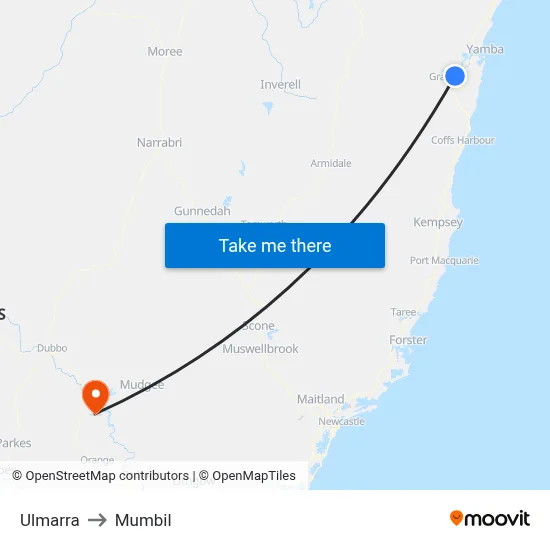 Ulmarra to Mumbil map
