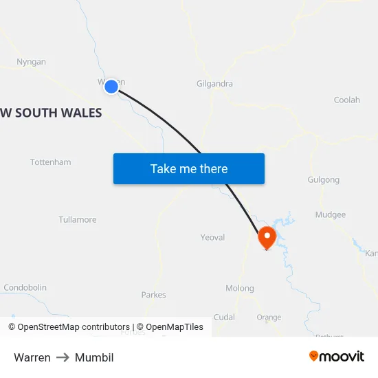 Warren to Mumbil map