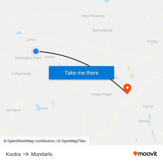 Kooba to Mundarlo map