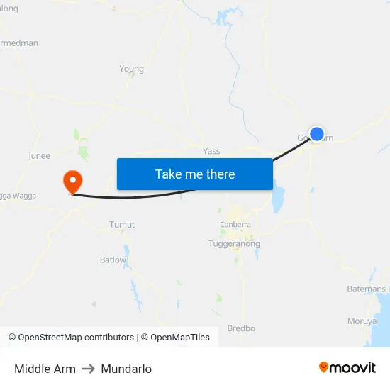 Middle Arm to Mundarlo map