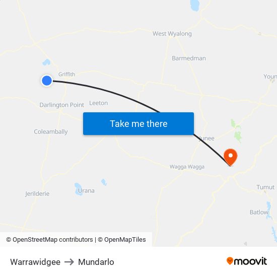 Warrawidgee to Mundarlo map