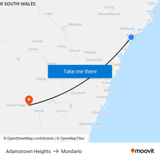 Adamstown Heights to Mundarlo map