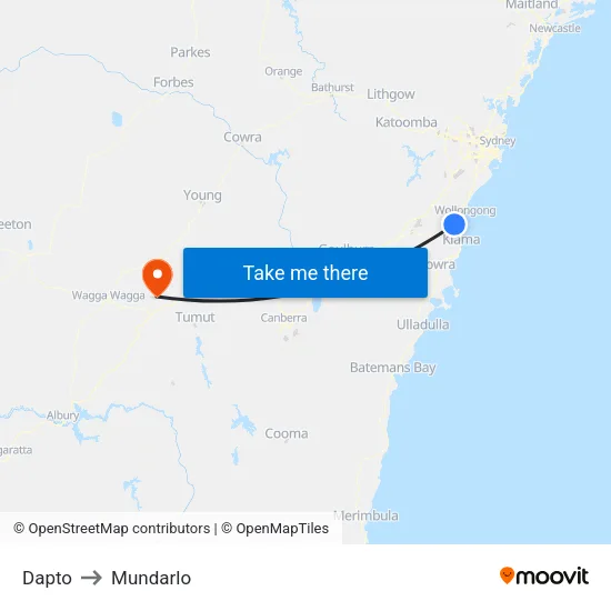 Dapto to Mundarlo map