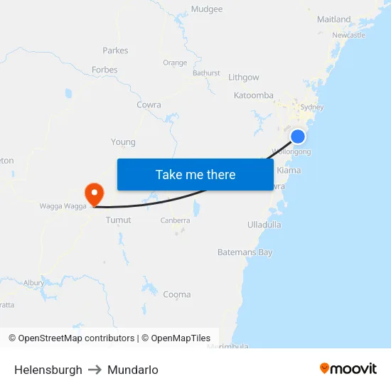 Helensburgh to Mundarlo map