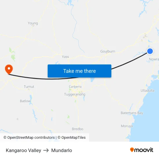 Kangaroo Valley to Mundarlo map