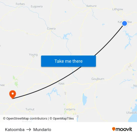 Katoomba to Mundarlo map