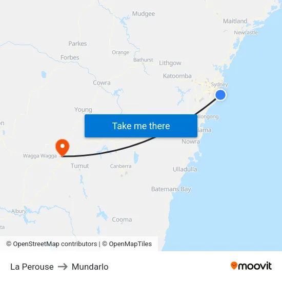 La Perouse to Mundarlo map