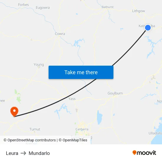 Leura to Mundarlo map