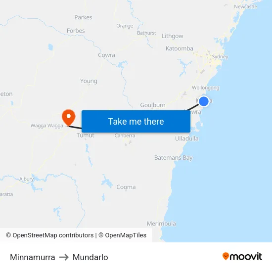 Minnamurra to Mundarlo map