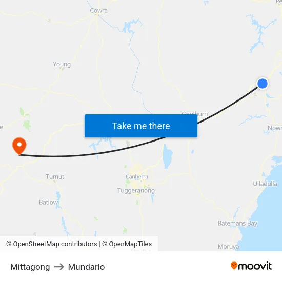 Mittagong to Mundarlo map