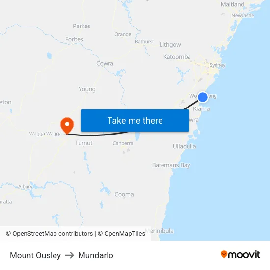 Mount Ousley to Mundarlo map