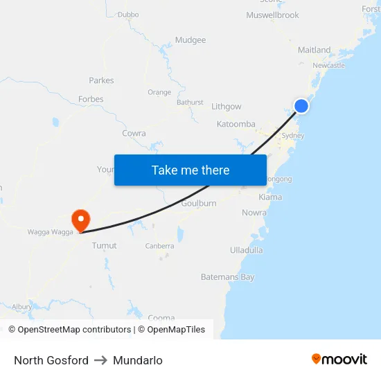 North Gosford to Mundarlo map