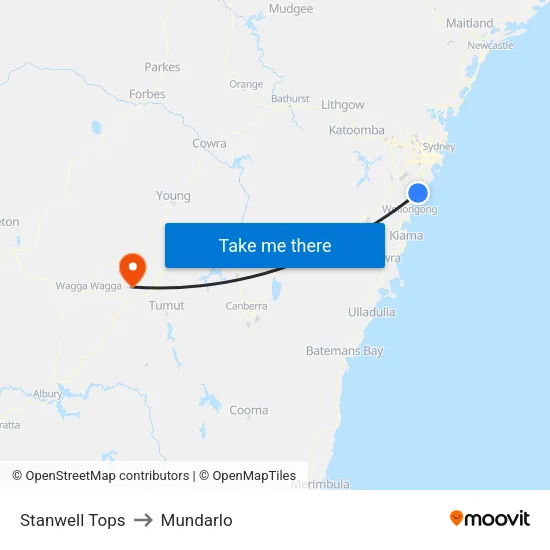Stanwell Tops to Mundarlo map