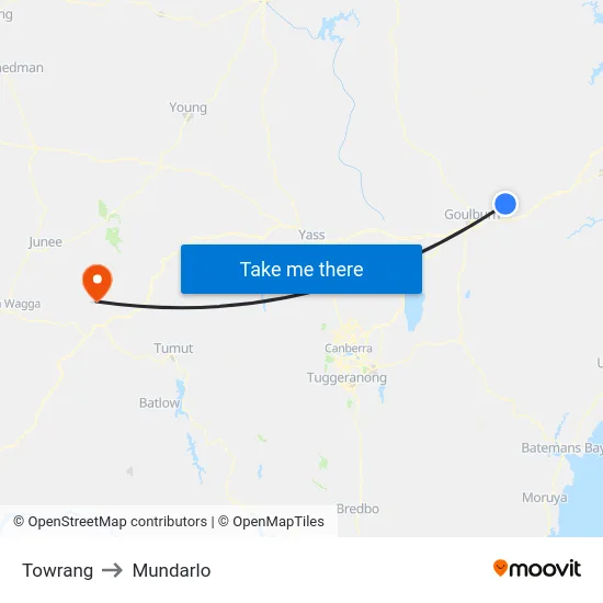 Towrang to Mundarlo map