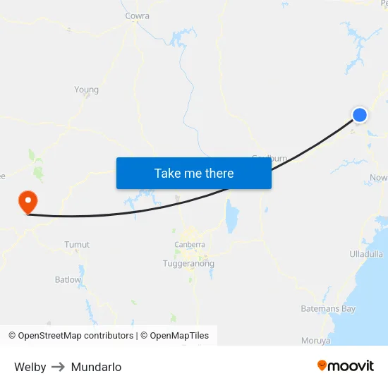 Welby to Mundarlo map