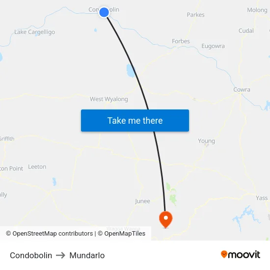 Condobolin to Mundarlo map