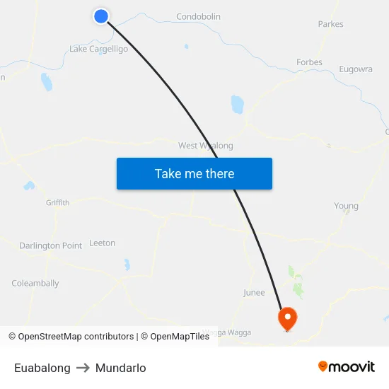 Euabalong to Mundarlo map