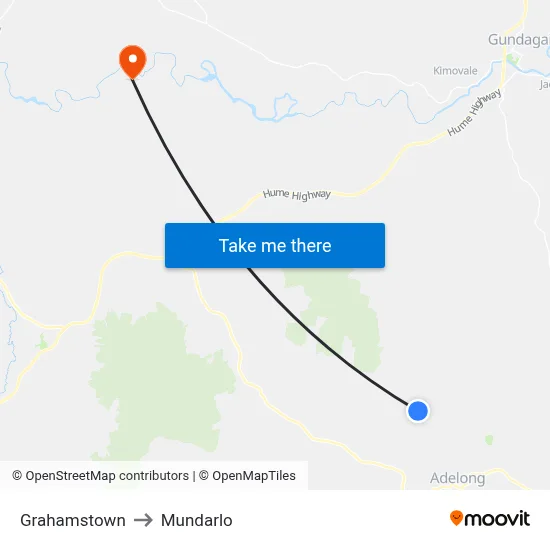 Grahamstown to Mundarlo map
