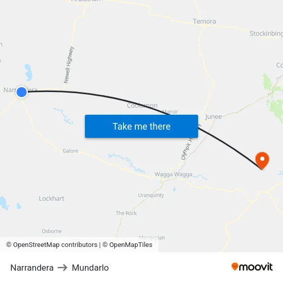 Narrandera to Mundarlo map