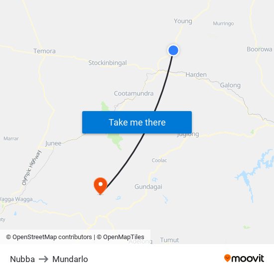 Nubba to Mundarlo map