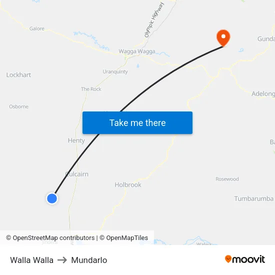 Walla Walla to Mundarlo map