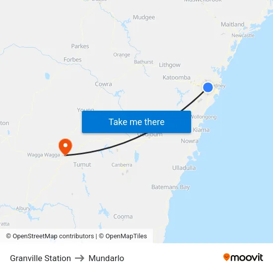 Granville Station to Mundarlo map