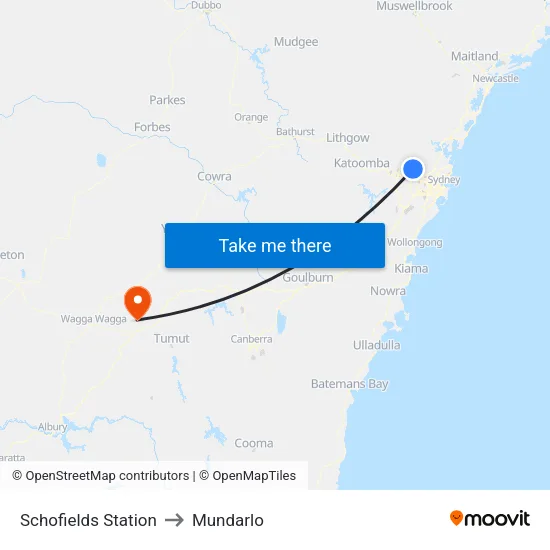 Schofields Station to Mundarlo map