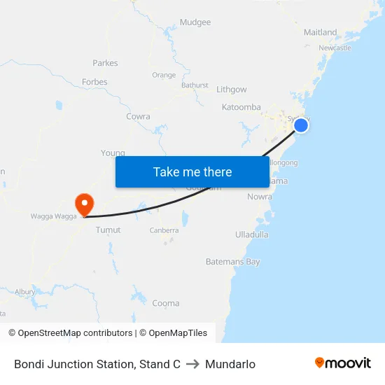 Bondi Junction Station, Stand C to Mundarlo map