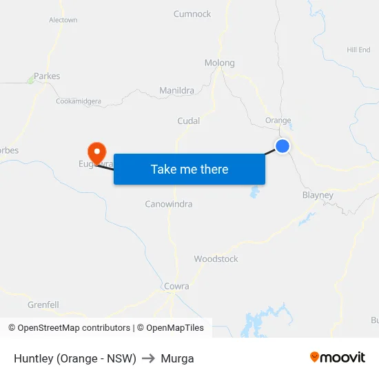 Huntley (Orange - NSW) to Murga map