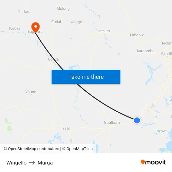 Wingello to Murga map