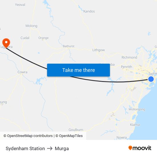 Sydenham Station to Murga map