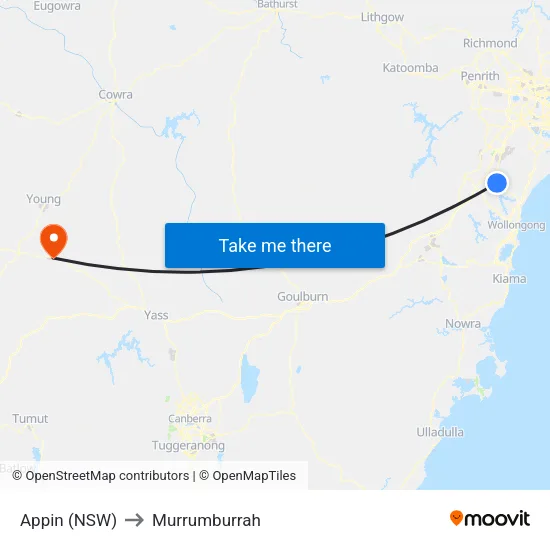 Appin (NSW) to Murrumburrah map