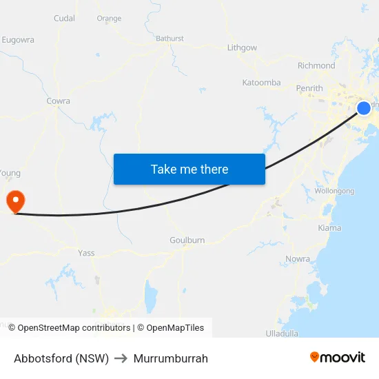Abbotsford (NSW) to Murrumburrah map