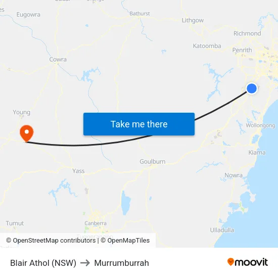 Blair Athol (NSW) to Murrumburrah map