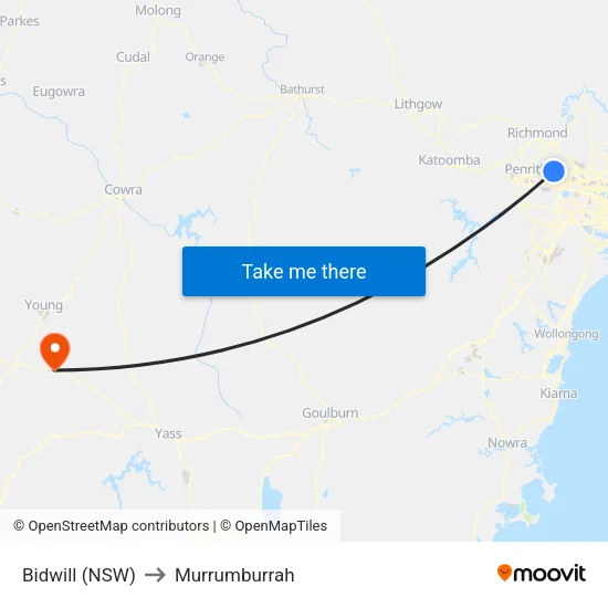 Bidwill (NSW) to Murrumburrah map