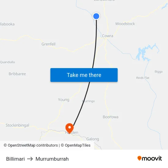 Billimari to Murrumburrah map
