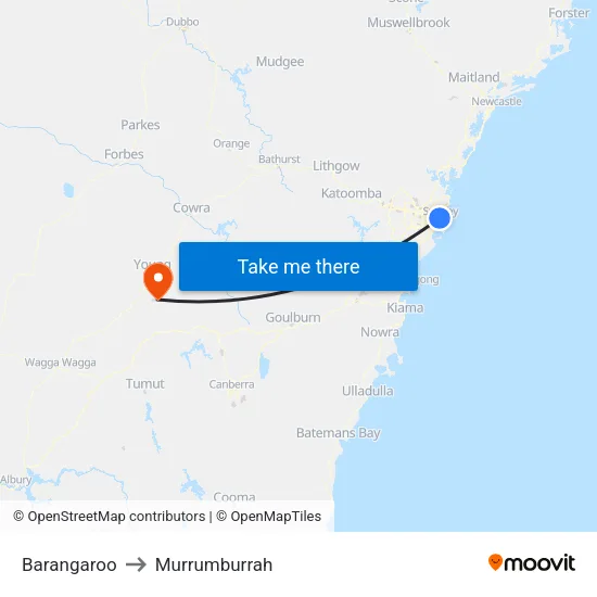 Barangaroo to Murrumburrah map